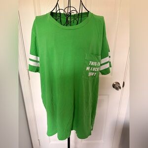 PINK Victoria's Secret Lime Green Cotton Crew Tee